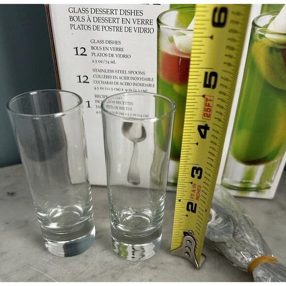 New Libbey Just Desserts Parfait Glass Dishes Spoons 25 Pieces Recipe Card NIB - Picture 4 of 11